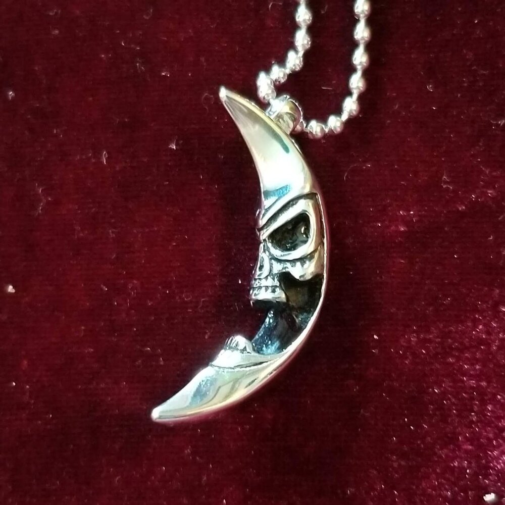 NWOT skull-in-the-moon necklace